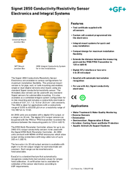 Thumbnail of document Data Sheet - 2850 Conductivity/Resistivity Sensor